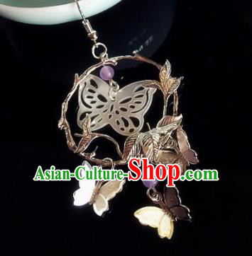 Chinese Ancient Hanfu Butterfly Eardrop Jewelry Accessories Traditional Earrings for Women