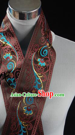 Traditional Chinese Handmade Brocade Belts Ancient Brown Brocade Embroidered Lace Trimmings Accessories