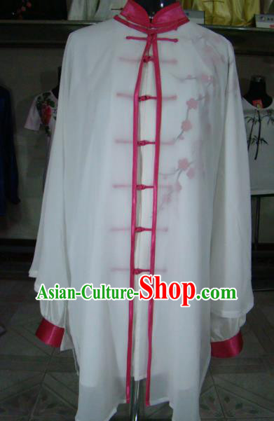Chinese Traditional Kung Fu Silk Costumes Martial Arts Tai Chi Training Embroidered Plum Blossom Shirt for Women