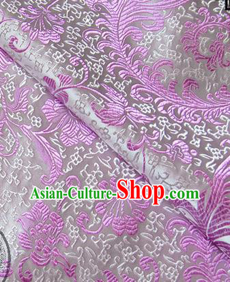 Asian Chinese Traditional Tang Suit Fabric Brocade Silk Material Classical Lilac Flowers Pattern Design Drapery