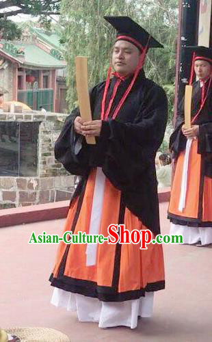 Chinese Ancient Wedding Costumes Han Dynasty Minister Clothing and Hat for Men