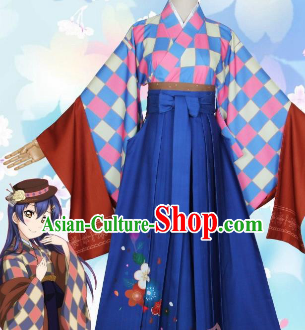 Asian Japanese Traditional Furisode Kimono Cosplay Costumes Ancient Geisha Yukata Clothing for Women