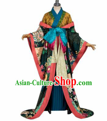 Japanese Traditional Geisha Courtesan Furisode Kimono Costumes Ancient Cosplay Yukata Clothing for Women