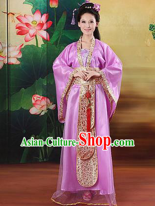 Chinese Traditional Classical Dance Costumes Ancient Peri Purple Hanfu Dress for Women