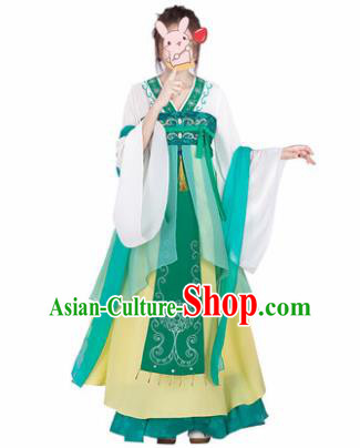 Chinese Traditional Cosplay Princess Costumes Ancient Peri Green Hanfu Dress for Women