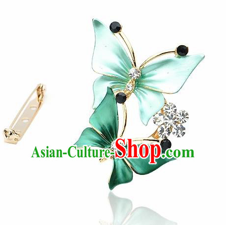 Japanese Traditional Courtesan Kimono Green Butterfly Brooch Ancient Geisha Accessories for Women