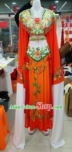 Chinese Traditional Beijing Opera Princess Red Silk Dress Ancient Peri Embroidered Costumes for Women