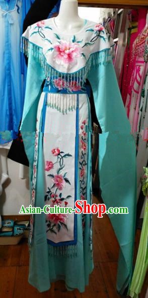 Chinese Traditional Beijing Opera Imperial Consort Green Dress Ancient Peri Embroidered Costumes for Women