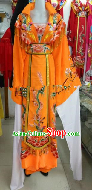 Chinese Traditional Beijing Opera Actress Empress Yellow Dress Ancient Palace Embroidered Costumes for Women