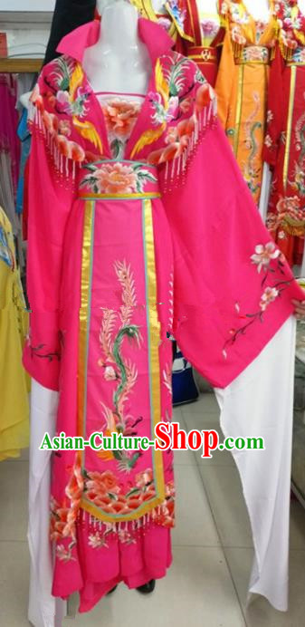 Chinese Traditional Beijing Opera Actress Empress Rosy Dress Ancient Palace Embroidered Costumes for Women