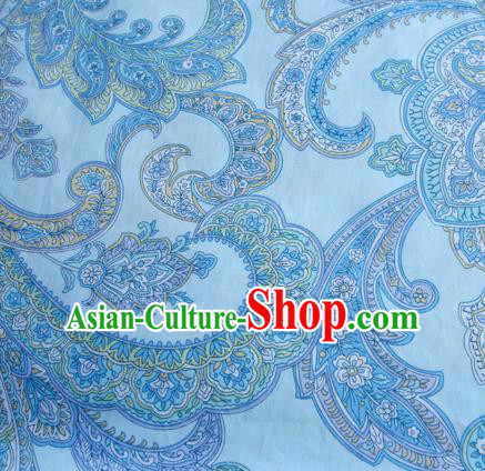 Asian Japanese Traditional Kimono Blue Fabric Material Classical Pattern Design Drapery