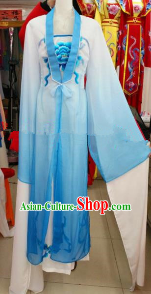 Chinese Traditional Beijing Opera Actress Blue Dress Ancient Court Maid Embroidered Costumes for Women