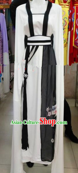 Chinese Traditional Beijing Opera Diva White Dress Ancient Young Lady Costumes for Poor