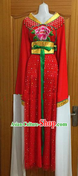Chinese Traditional Beijing Opera Nobility Lady Red Dress Ancient Peri Embroidered Costumes for Rich