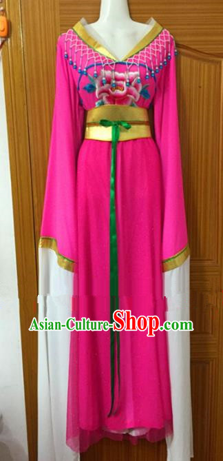 Chinese Traditional Peking Opera Peri Rosy Dress Ancient Maidservants Embroidered Costumes for Women
