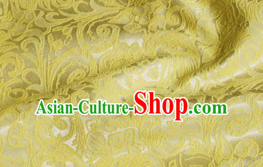 Chinese Royal Yellow Brocade Palace Pattern Satin Traditional Silk Fabric Chinese Fabric Asian Material