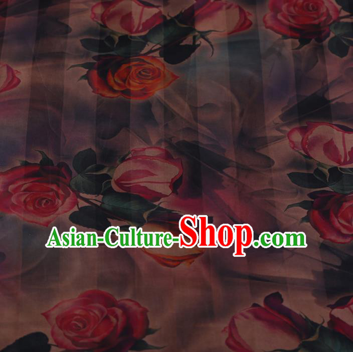 Chinese Crepe Satin Plain Palace Roses Pattern Traditional Cheongsam Silk Fabric Chinese Fabric Asian Material