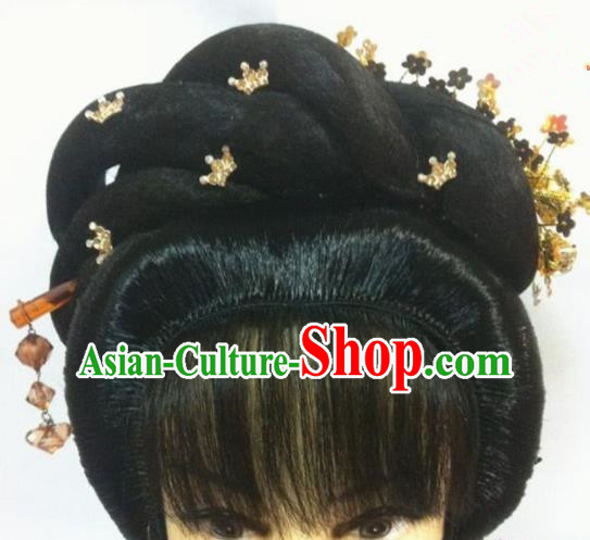 Chinese Traditional Beijing Opera Actress Hair Accessories Ancient Princess Wigs Sheath and Hairpins for Women