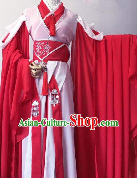 Traditional Chinese Cosplay Princess Red Hanfu Dress Ancient Swordswoman Costume for Women