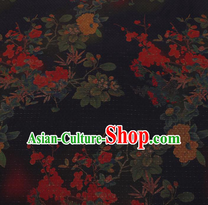 Chinese Classical Satin Plain Traditional Plum Blossom Pattern Cheongsam Drapery Silk Fabric Gambiered Guangdong Gauze