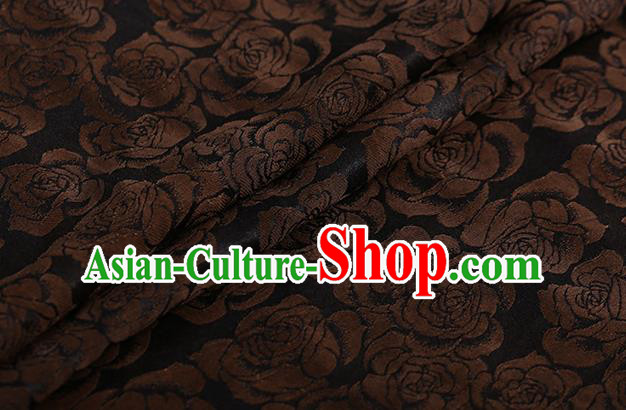 Chinese Classical Silk Fabric Traditional Golden Roses Pattern Satin Plain Cheongsam Drapery Gambiered Guangdong Gauze