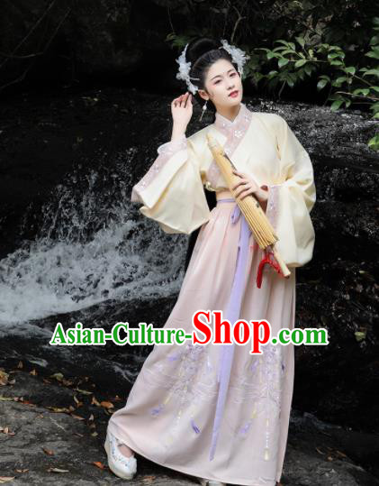 Chinese Ming Dynasty Palace Princess Costumes Ancient Goddess Peri Embroidered Dresses for Women