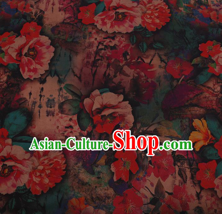 Traditional Chinese Gambiered Guangdong Gauze Classical Pattern Satin Plain Cheongsam Silk Drapery