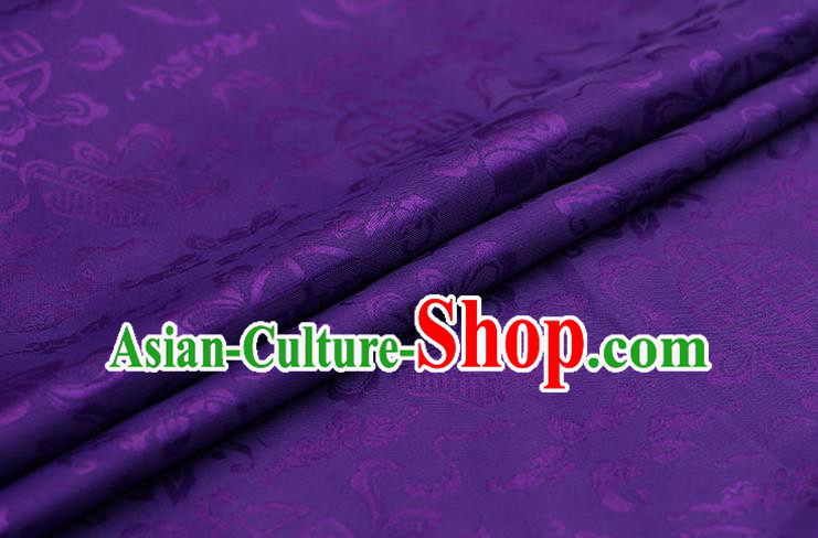 Traditional Chinese Purple Brocade Palace Cucurbit Ribbon Pattern Satin Plain Cheongsam Silk Drapery