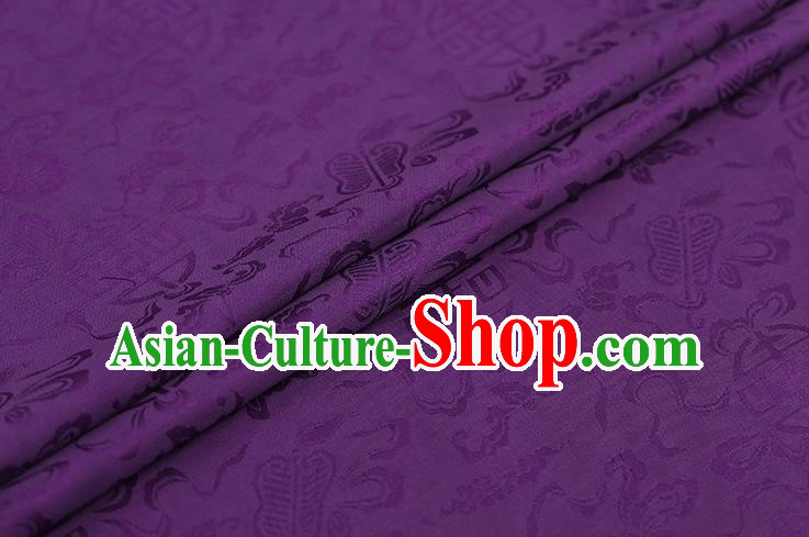 Traditional Chinese Deep Purple Brocade Palace Cucurbit Ribbon Pattern Satin Plain Cheongsam Silk Drapery