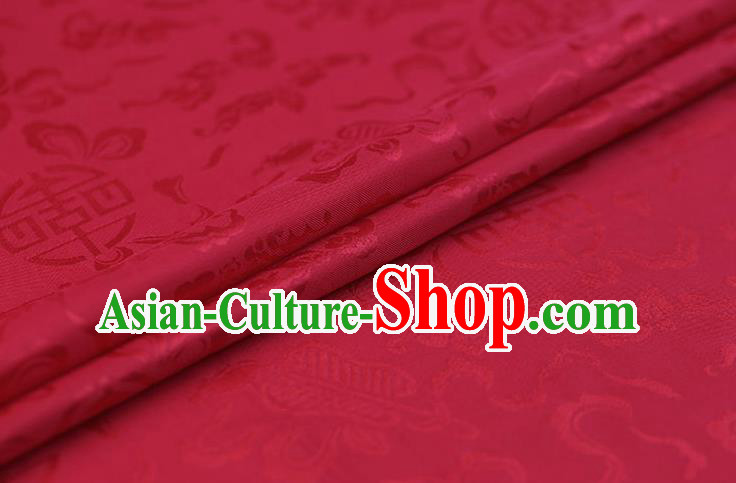 Traditional Chinese Red Brocade Palace Cucurbit Ribbon Pattern Satin Plain Cheongsam Silk Drapery