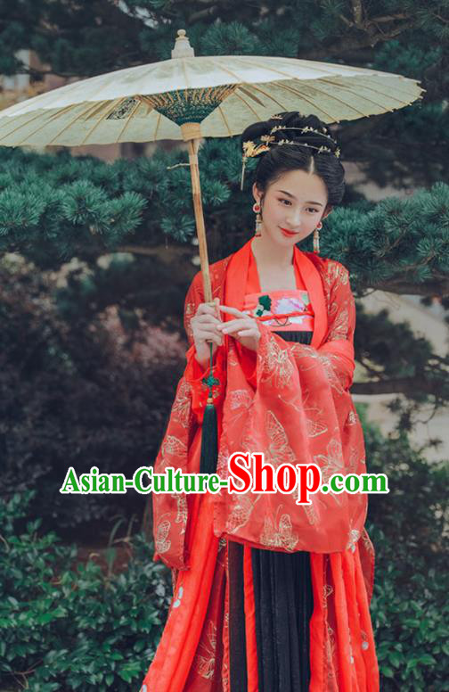 Chinese Tang Dynasty Imperial Consort Wedding Hanfu Dress Ancient Fairy Embroidered Costumes for Women
