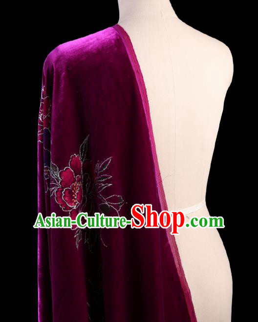 Chinese Traditional Rosy Velvet Fabric Palace Pattern Cheongsam Pleuche Silk Drapery