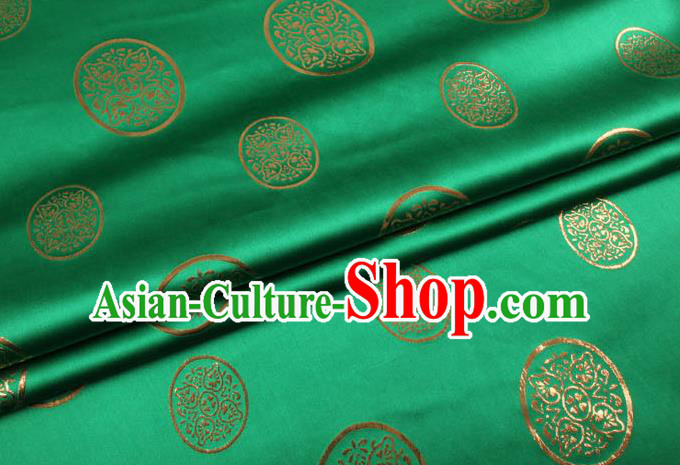 Chinese Traditional Green Brocade Fabric Palace Pattern Satin Plain Cheongsam Silk Drapery