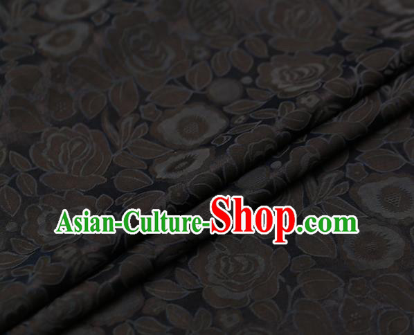 Chinese Traditional Gambiered Guangdong Gauze Fabric Palace Grey Peony Pattern Satin Plain Cheongsam Silk Drapery