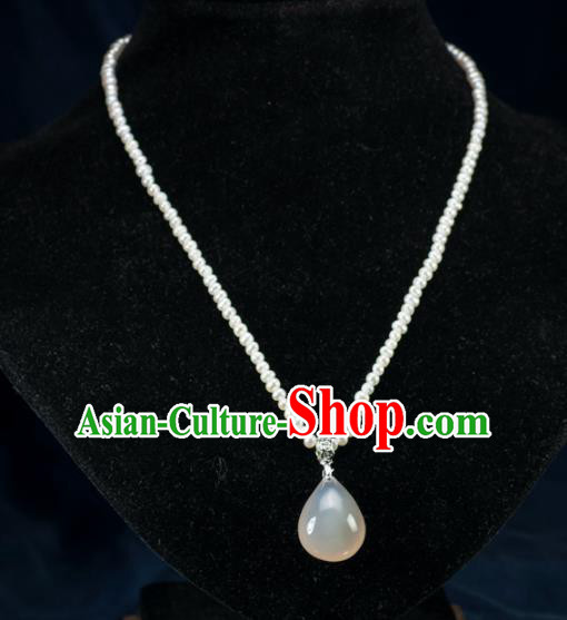 Chinese Traditional Jewelry Accessories Ancient Hanfu Pearls Agate Necklace for Women