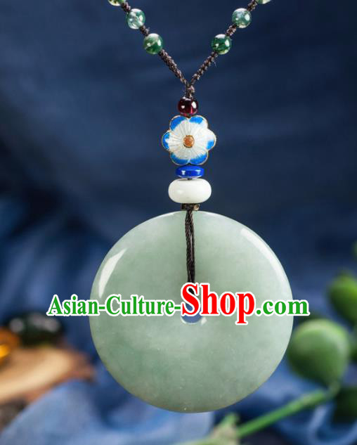 Chinese Traditional Jewelry Accessories Ancient Ice Jade Necklace Jadeite Pendant