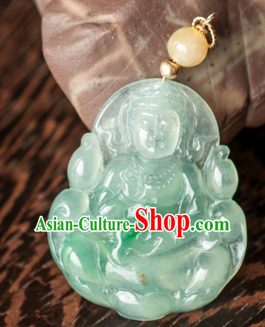 Chinese Traditional Jewelry Accessories Icy Jade Avalokitesvara Pendant Ancient Jadeite Necklace