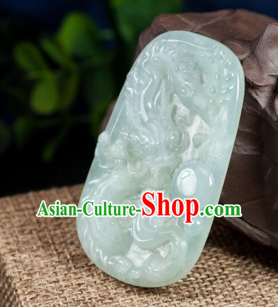 Chinese Traditional Jewelry Accessories White Jade Dragon Pendant Ancient Jadeite Necklace