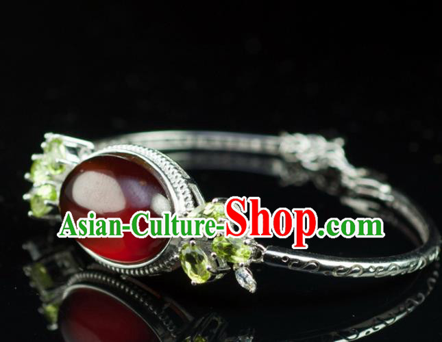 Chinese Traditional Accessories Ancient Handmade Agate Bracelet for Women