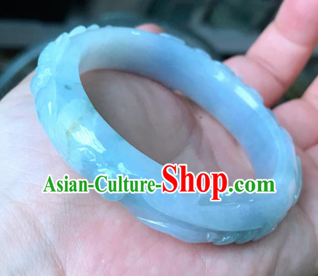 Chinese Traditional Jewelry Accessories Hand Carving Jadeite Bangle Ancient Hanfu Jade Bracelet for Women