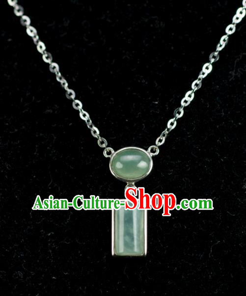 Chinese Traditional Jewelry Accessories Jade Pendant Ancient Handmade Jadeite Necklace