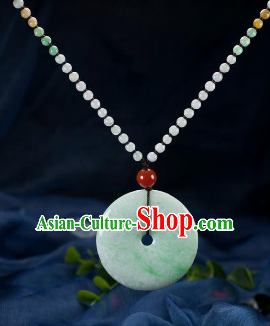 Chinese Traditional Jewelry Accessories Jade Necklace Handmade Emerald Pendant