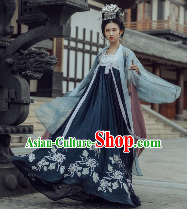 Chinese Ancient Tang Dynasty Princess Hanfu Dress Traditional Embroidered Costumes Complete Set for Women