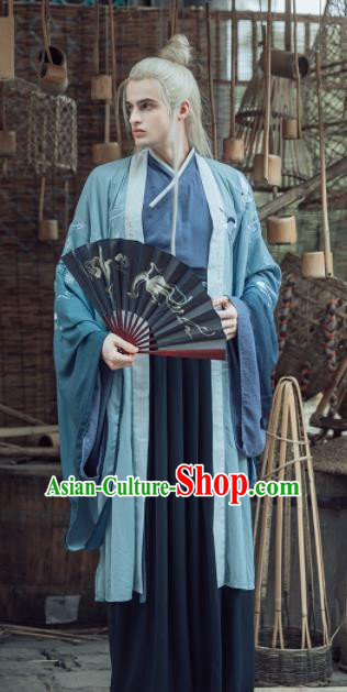 Chinese Ancient Ming Dynasty Nobility Childe Clothing Traditional Swordsman Embroidered Costumes for Men