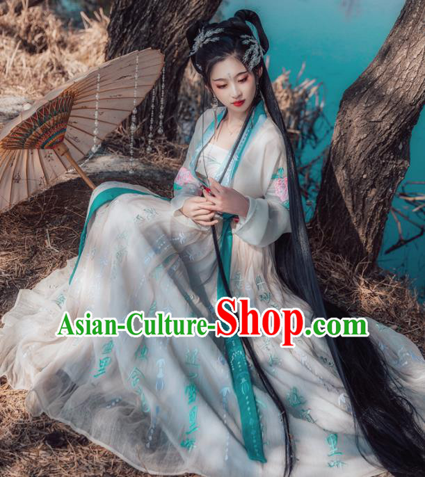 Chinese Ancient Peri Princess Hanfu Dress Traditional Palace Lady Embroidered Costumes for Women