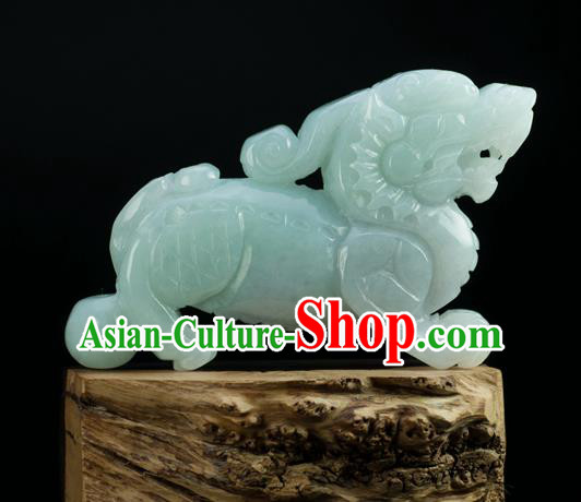 Chinese Traditional Jewelry Accessories Jade Carving Craft Handmade Jadeite Kylin Pendant