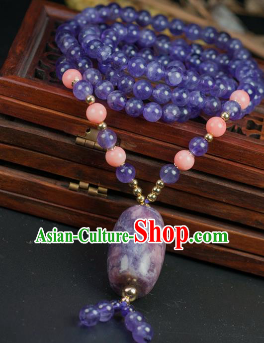 Chinese Traditional Jewelry Accessories Ancient Hanfu Amethyst Necklace for Women