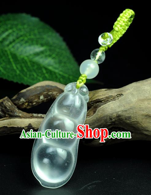 Chinese Traditional Jewelry Accessories Jade Pea Craft Handmade Jadeite Pendant
