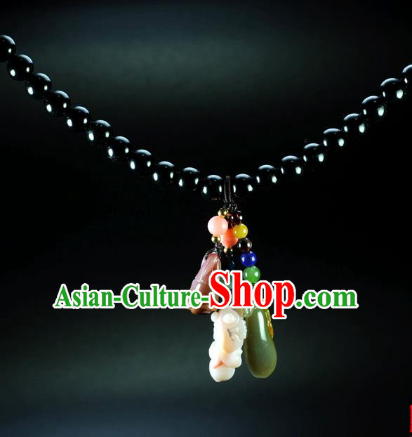 Chinese Traditional Jade Jewelry Accessories Ancient Hanfu Jadeite Necklace for Women