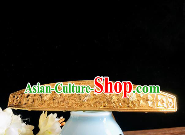 Chinese Classical Hair Accessories Traditional Ancient Hanfu Carving Golden Hairpins for Women